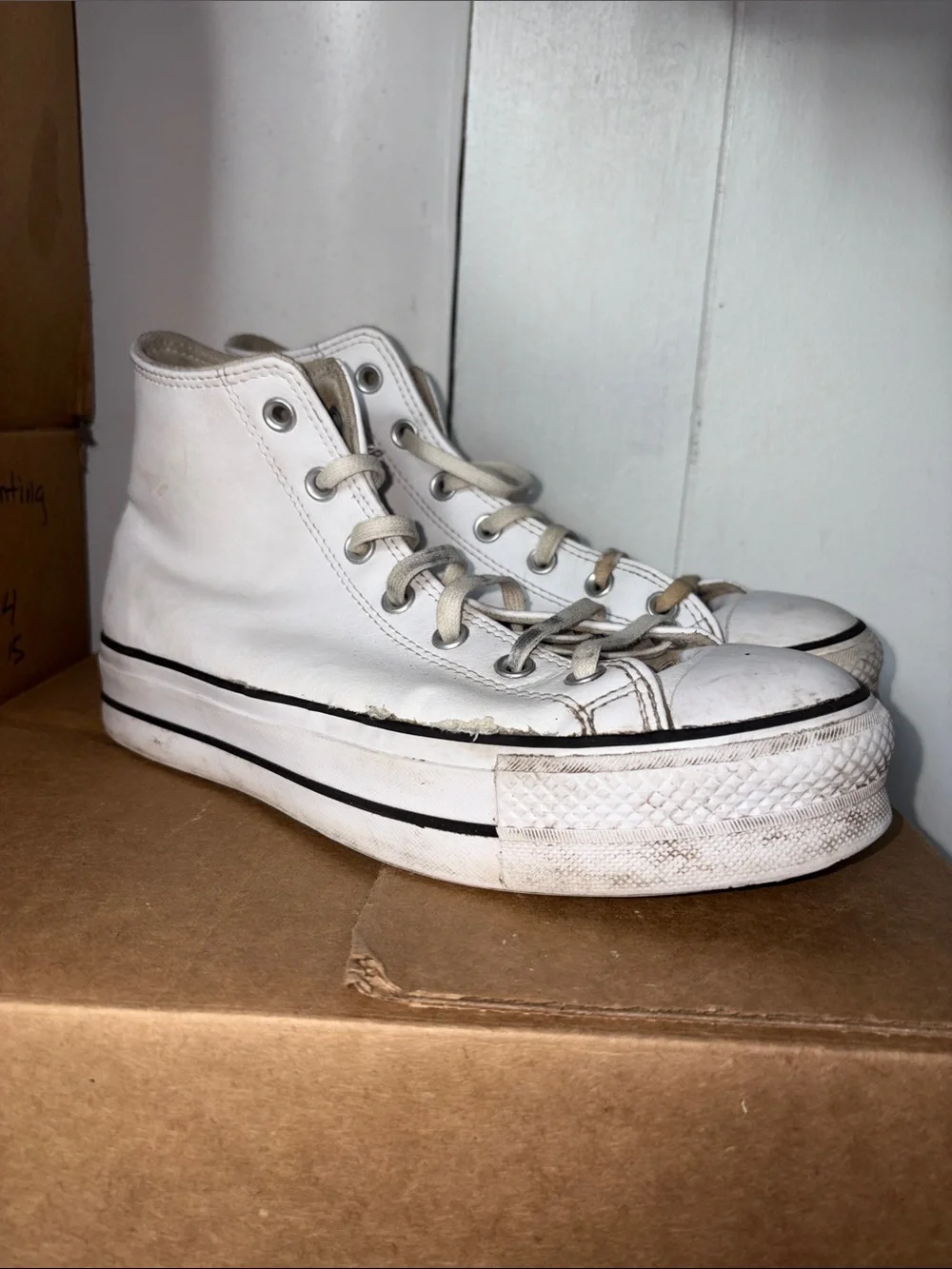 Converse White High-Top Platform Sneakers - Women size 10
